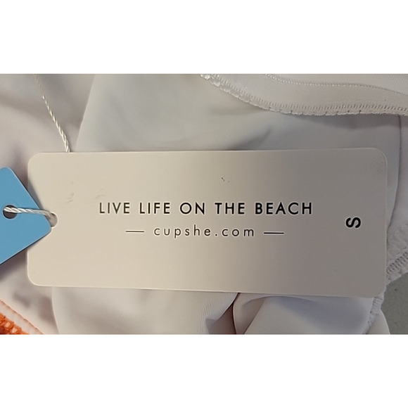 New Cupshe Colorblock One Piece Swimsuit Orange Peach‎ Tie Waist Summer Size S - Picture 7 of 10